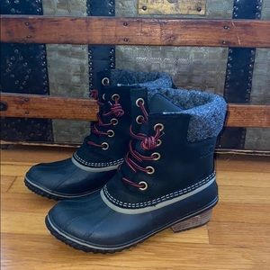 SOREL BOOTS ✨Like New✨ Black Grey with Red Laces
